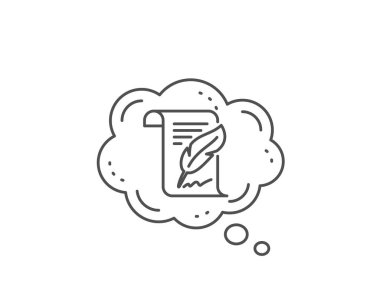 Tüy imza satırı simgesi. Fotokopi yazısı işareti. Vektör