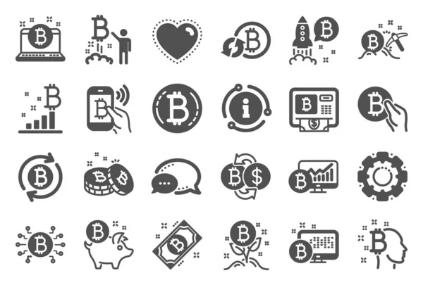 Kryptovaluta ikoner. Uppsättning av Blockchain, Crypto Ico start och Bitcoin. Vektor — Stock vektor