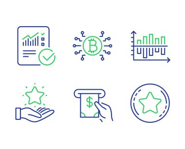 Bitcoin sistemi, Diyagram şeması ve Sadakat programı simgeleri ayarlandı. Vektör