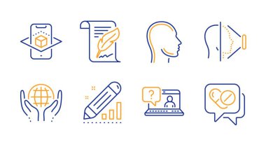 Organik testler, kafa ve tüy simgeleri hazır. Yüz tanımlama, istatistikleri düzenleme ve faq işaretleri. Vektör