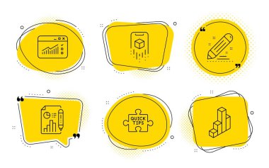 Web trafiği, Rapor belgesi ve artırılmış gerçeklik simgeleri ayarlandı. Hızlı ipuçları, marka kontratı ve 3D tabelalar. Vektör