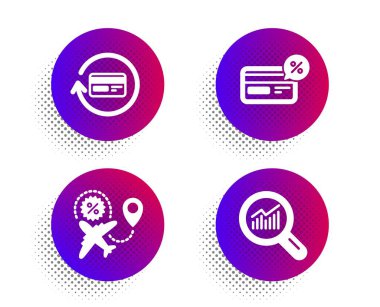 Komisyon iadesi, Cashback ve uçuş satış simgeleri ayarlandı. Veri analizi işareti. Vektör