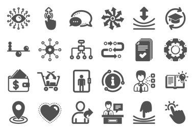 Yapay zeka, Denge ve arkadaş simgeleri. Eğitime devam. Vektör