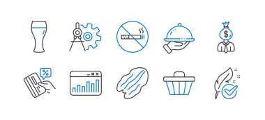 Fındık, alışveriş arabası, kredi kartı gibi iş simgeleri. Vektör