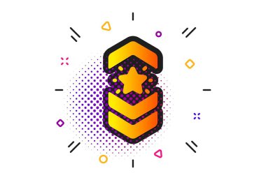 Omuz askılı yıldız ikonu. Yıldız ödülü işareti. En iyi rütbe. Vektör