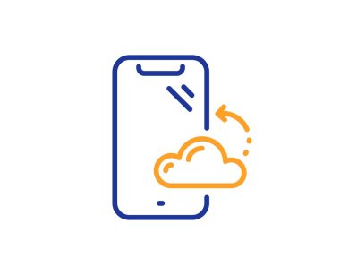 Akıllı telefon bulut çizgisi simgesi. Telefon yedekleme işareti. Mobil cihaz. Vektör