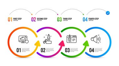 İş kurma, İnovasyon ve Kurtarma bulut simgeleri ayarlandı. Yüksek sesli bir işaret. Vektör