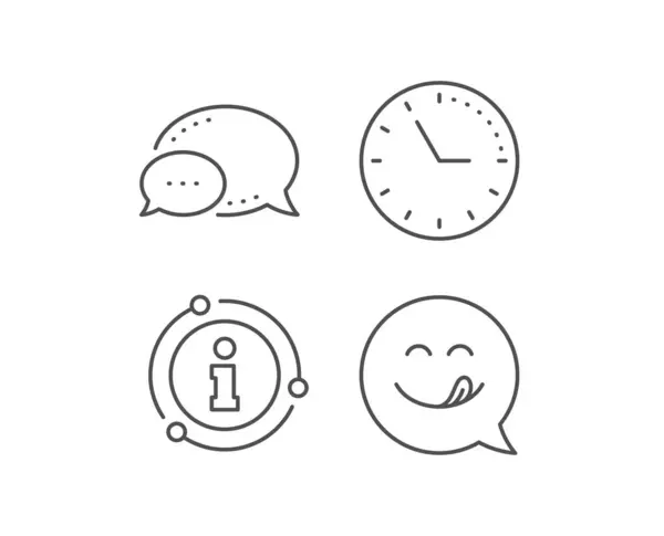 Yummy smile line icon. Emoticon with tongue sign. Speech bubble. Vector — Stock Vector