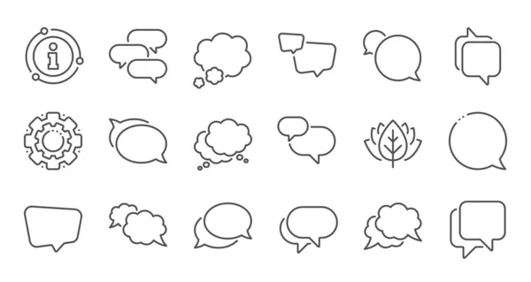 Spraakballonnen lijn pictogrammen. Social media bericht, komische bubbels en chatten. Lineaire set. Vector — Stockvector
