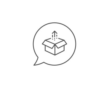 Kutu satırı simgesini gönder. Teslimat paketi tabelasını açın. Kargo paketi. Vektör