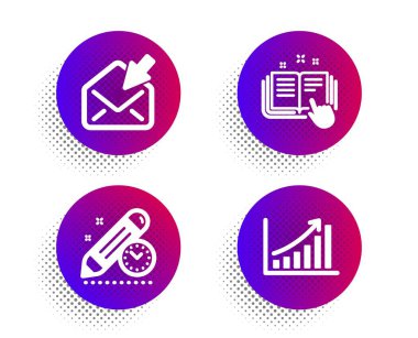 Teknik belgeler, açık posta ve proje bitiş tarihi simgeleri ayarlandı. Grafik çizelgesi. Vektör