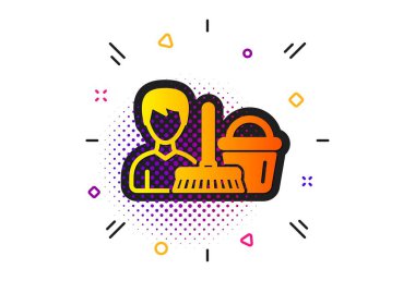 Temizleme hizmeti simgesi. Paspaslı kova. Vektör