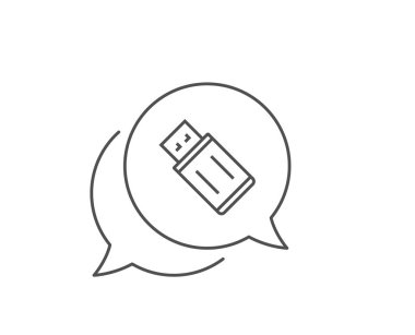 USB flash sürücü hattı simgesi. Hafıza çubuğu işareti. Vektör