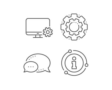 Bilgisayar veya monitör simgesi. Servis gizli tekerleği işareti. Vektör