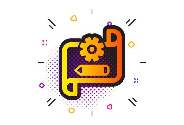 Cogwheel plan simgesi. Mühendislik araç işareti. Ayarları düzeltin. Vektör