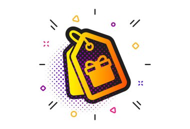 Hediyeler simgesi ile Kuponlar. Kutu işaretini takdim edin. Vektör