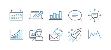 Sunum, posta paylaşımı, satış şeması gibi bir dizi eğitim simgesi. Vektör