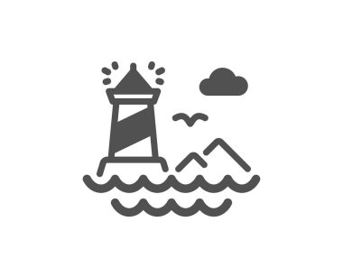 Deniz feneri simgesi. Beacon kulesi tabelası. Projektör. Vektör