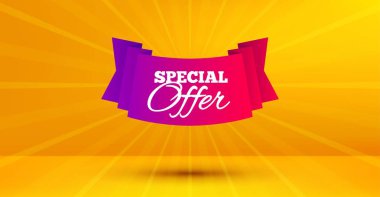 Özel teklif rozeti. İndirim afiş şekli. Vektör