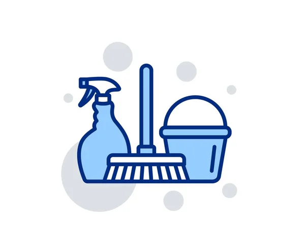 Takarítási szolgáltatás ikonja. Spray, vödör és mop. Vektor — Stock Vector