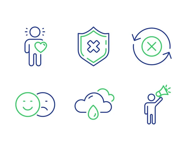 Friend, Reject protection and Like icons set. Reject refresh, Rainy weather and Brand ambassador signs. Vector — ストックベクタ