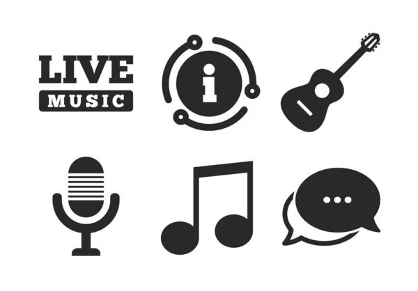 Musical elements icon. Microphone and guitar. Vector — Stock Vector