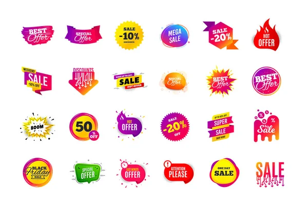 Insigne de bannière de vente. Offre spéciale tags de réduction. Modèles de forme de coupon. Meilleur badge d'offre. Des icônes super discount. Vecteur — Image vectorielle