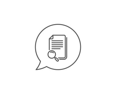 Arama dosyası satırı simgesi. Belge işaretini bulun. Vektör