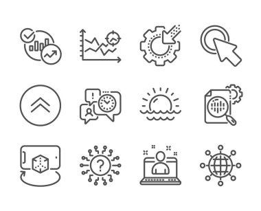 Seo istatistikleri, istatistikler, artırılmış gerçeklik gibi bir dizi bilim ikonu. Vektör