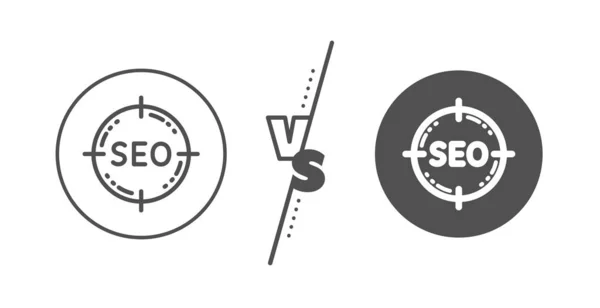 Icono de línea de objetivo Seo. Signo de optimización del motor de búsqueda. Vector — Archivo Imágenes Vectoriales