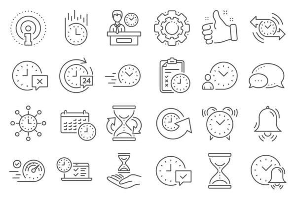 Εικονίδια γραμμής ώρας. Σύνολο ημερολογίου, διαχείριση χρόνου και παράδοση. Διάνυσμα — Διανυσματικό Αρχείο