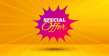 Özel teklif rozeti. İndirim afiş şekli. Vektör