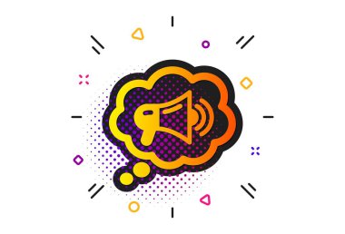 Megafon simgesi. Reklam cihazı işareti. Marka büyükelçisi konuşma balonu. Vektör