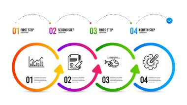 Tıbbi helikopter, Infochart ve metin yazma simgeleri ayarlandı. Teçhizat tabelası. Vektör