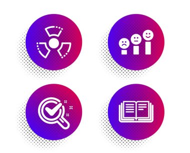 Kimya laboratuvarı, kimyasal tehlike ve müşteri memnuniyeti ikonları hazır. Eğitim işareti. Vektör