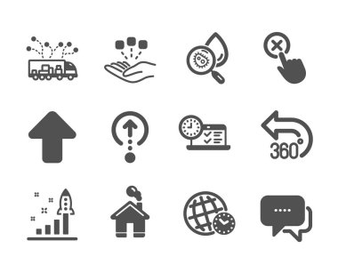 Set of Technology icons, such as Swipe up, Home, Reject click. Vector clipart