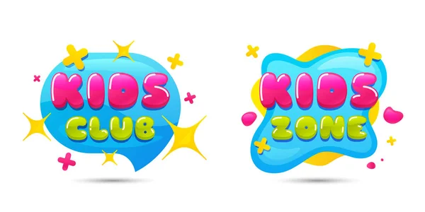 Kinderclub chat zeepbel. Kinderen spelen zonepictogram. Kid games entertainment club badges. Vector — Stockvector
