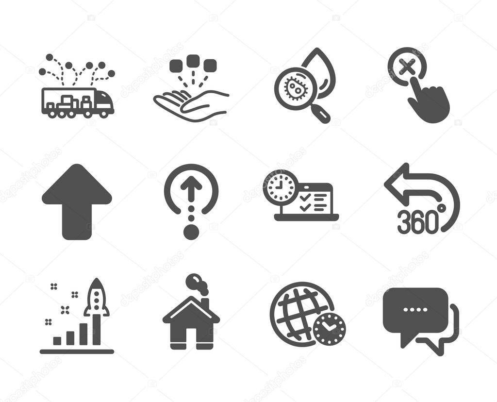 Set of Technology icons, such as Swipe up, Home, Reject click. Vector