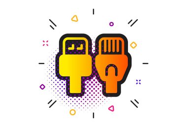 Bilgisayar kabloları simgesi. Usb, rj45 bağlantı telleri işareti. Vektör