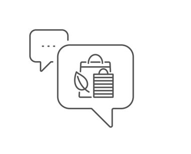 Bio alışveriş çantaları satır simgesi. Yaprak işareti. Vektör