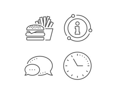 Patates kızartması simgesi ile Burger. Fast food restoranı. Vektör