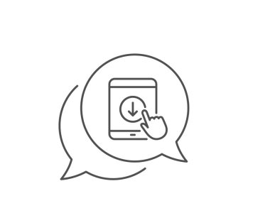 Tablet bilgisayar çizgi simgesini aşağı kaydırın. Kaydırma ekran işareti. Sayfayı kaydırın. Vektör