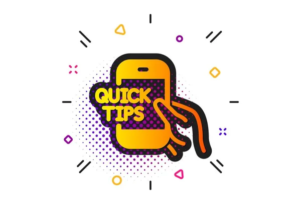 Snelle tips over het telefoonpictogram. Handige trucs ondertekenen. Vector — Stockvector