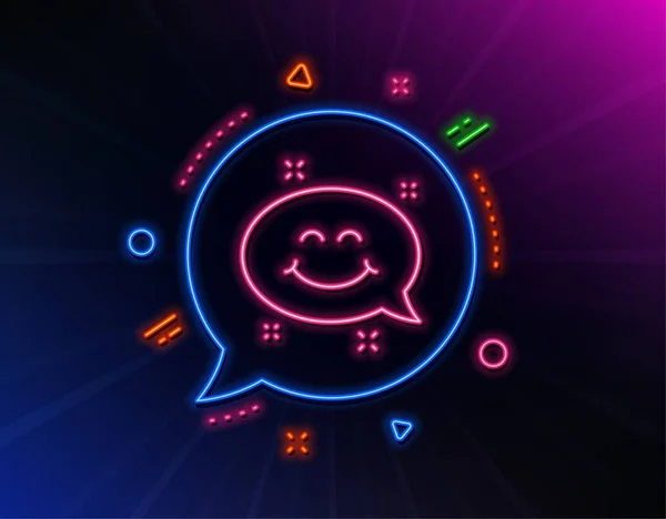 Smile chat line icon. Happy face sign. Emoticon speech bubble. Vector