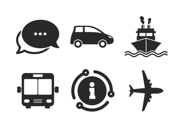 Іконки для транспорту. Автомобіль, літак, автобус і корабель. Вектор — стоковий вектор