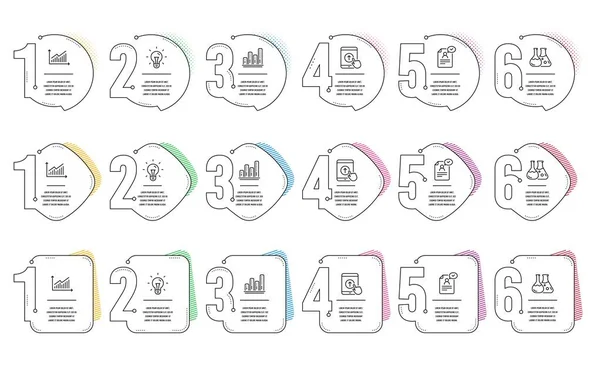 Lebenslauf-Dokument, Chemielabor und Diagramm-Symbole gesetzt. Idee, Diagramm und Streichen Zeichen. Vektor — Stockvektor