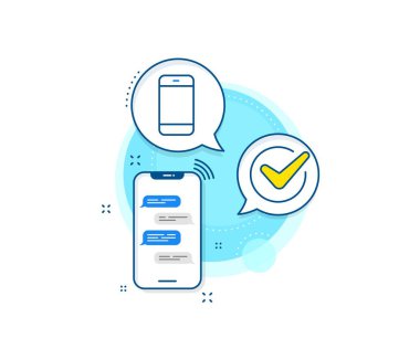 Cep telefonu ya da telefon işareti. Telefon mesajları kompleks simgesi. Akıllı telefon ikonu. İletişim Mobil Cihazı sembolü. Haberci sohbet ekranı afişi. Akıllı telefon işareti. Vektör