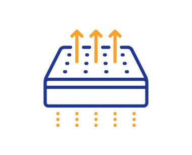 Nefes alınabilir yatak hattı ikonu. Ortopedi işareti. Hava akışı uyku yatağı sembolü. Renkli ince çizgi ana hatları. Doğrusal solunabilir yatak simgesi. Düzenlenebilir felç. Vektör