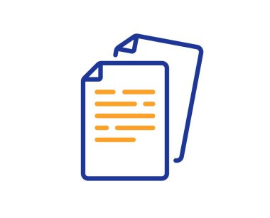 Belge satırı simgesi. Doktor dosya sayfası işareti. Ofis sembolü. Renkli ince çizgi ana hatları. Doğrusal biçim belge simgesi. Düzenlenebilir felç. Vektör