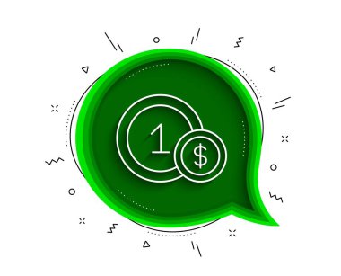 Sikke çizgisi simgesi. Gölgeli sohbet balonu. Para işareti. Dolar para birimi sembolü. Nakit ödeme yöntemi. İnce çizgili bozuk para ikonu. Vektör